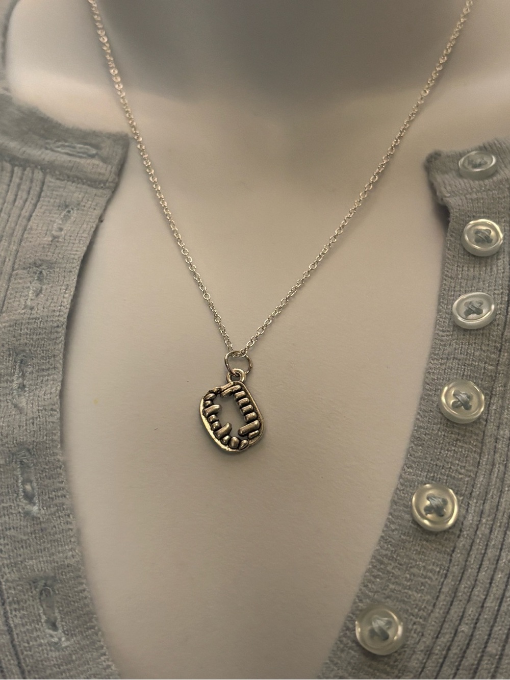 (3 for $10) Silver Tone Vampire Fangs Pendant Necklace - Women's Jewelry